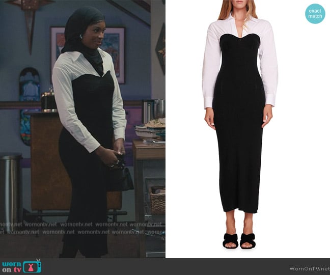Staud Hazel Layered Mixed-Media Dress worn by Hilary Banks (Coco Jones) on Bel-Air