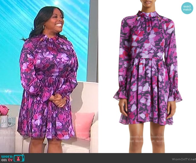 Ted Baker Sammieh Long Sleeve Floral Print Mini Dress worn by Sherri Shepherd on Sherri