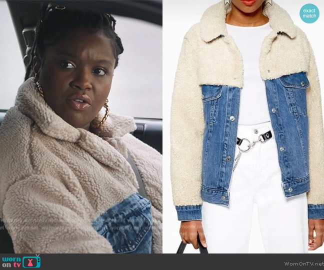 Topshop Borg Collar Denim Jacket