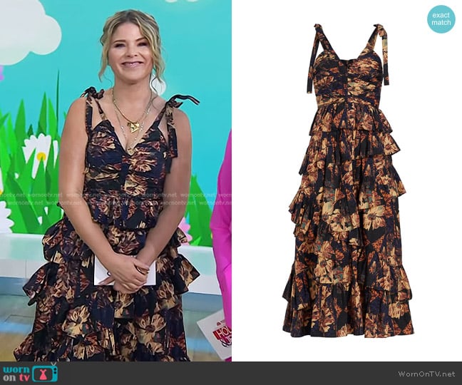 Ulla Johnson Candace Ruffled Midi-Dress worn by Jenna Bush Hager on Today