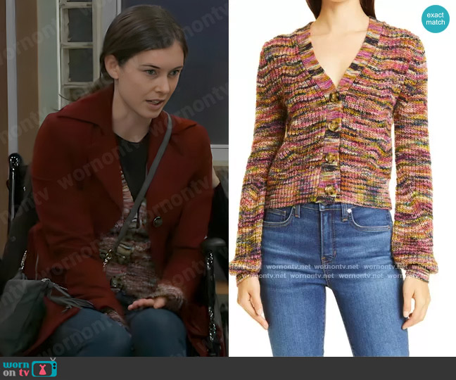 Veronica Beard Dolra Space Dye Cardigan worn by Willow Tait (Katelyn MacMullen) on General Hospital