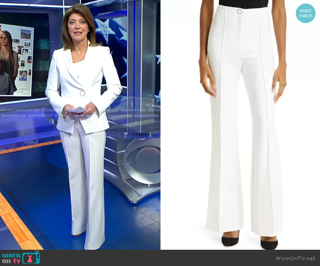 Veronica Beard Judy Flare Hem Pants worn by Norah O'Donnell on CBS Evening News