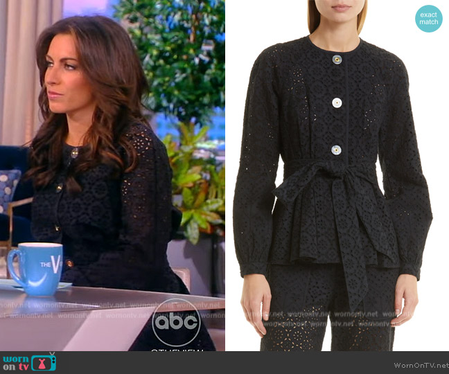 Veronica Beard Kapnos Eyelet Peplum Jacket worn by Alyssa Farah Griffin on The View