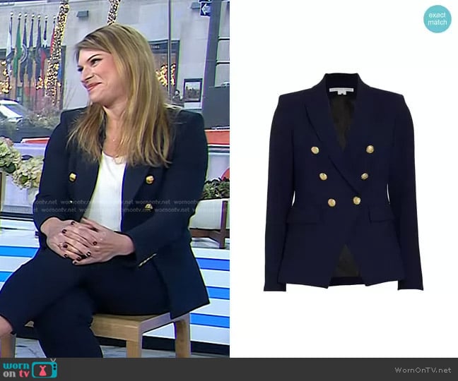 Veronica Beard Miller Dickey Jacket in Navy With Gold Buttons worn by Shelby Harris on Today