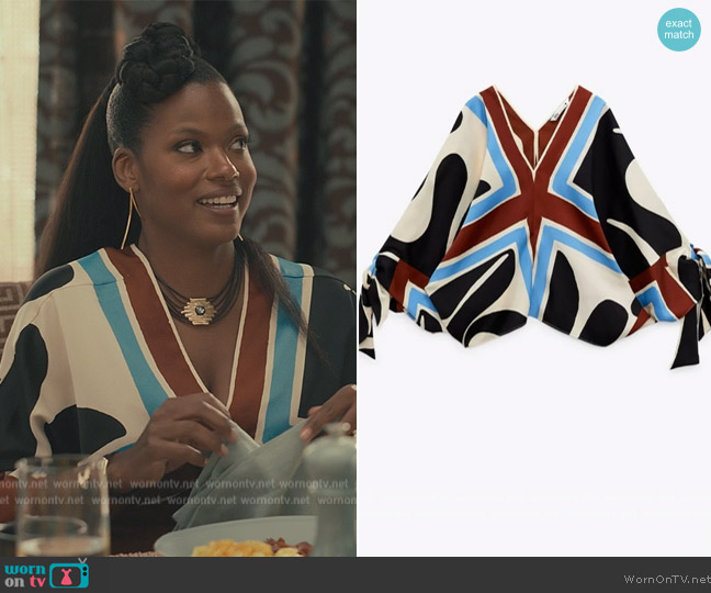 Zara Printed Blouse worn by Vivian Banks (Cassandra Freeman) on Bel-Air