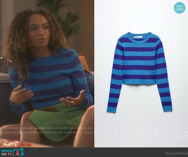 Zara Basic Rib Knit Sweater worn by Kiela (Daniella Perkins) on Grown-ish
