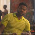 Aaron’s yellow knit polo sweater on Grown-ish