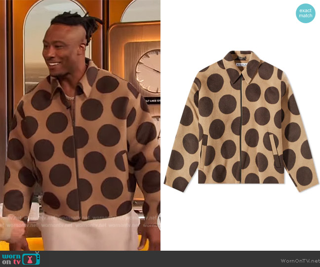 Acne Studios Doverio Double Polka Dot Jacket worn by Brandon Marshall on The Drew Barrymore Show