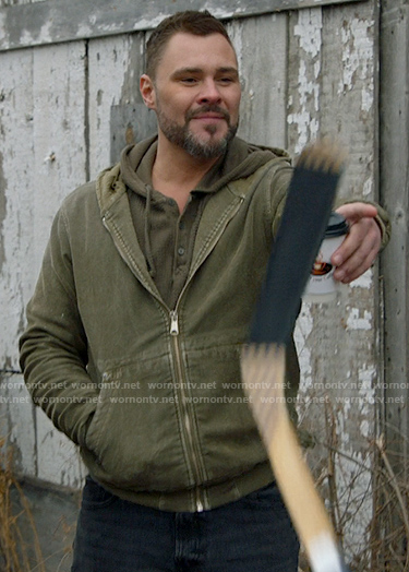 Adam’s olive zip hooded jacket on Chicago PD