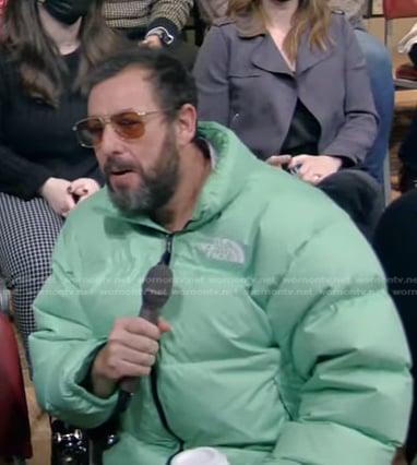 Adam Sandler’s green puffer jacket on Live with Kelly and Ryan
