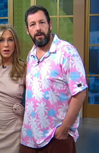 Adam Sandler’s pink palm tree print polo shirt on Good Morning America