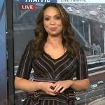 Adelle’s black striped peplum dress on Today