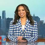 Adelle’s blue houndstooth blazer and skirt on Today