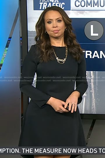 Adelle’s navy long sleeve mini dress on Today