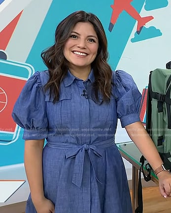 Adrianna’s blue puff sleeve midi dress on Today