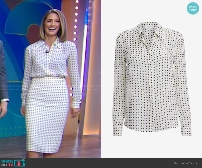 A.L.C. Carolyn Happy Pill Silk Blouse worn by Kayna Whitworth on Good Morning America