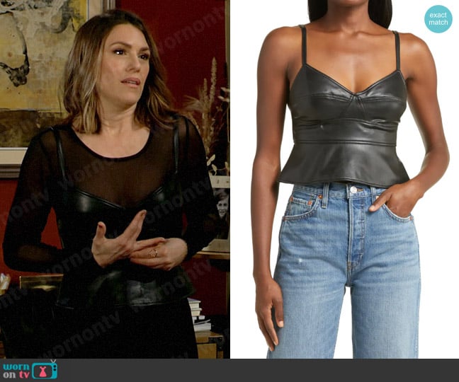 A.L.C. Gweneth Vegan Leather Top worn by Chloe Mitchell (Elizabeth Hendrickson) on The Young and the Restless
