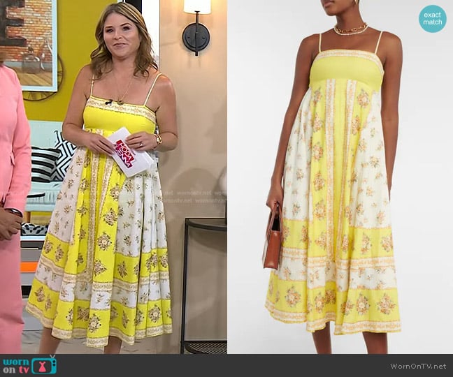 Alemais Catalina Printed Cotton and Linen Midi Dress worn by Jenna Bush Hager on Today