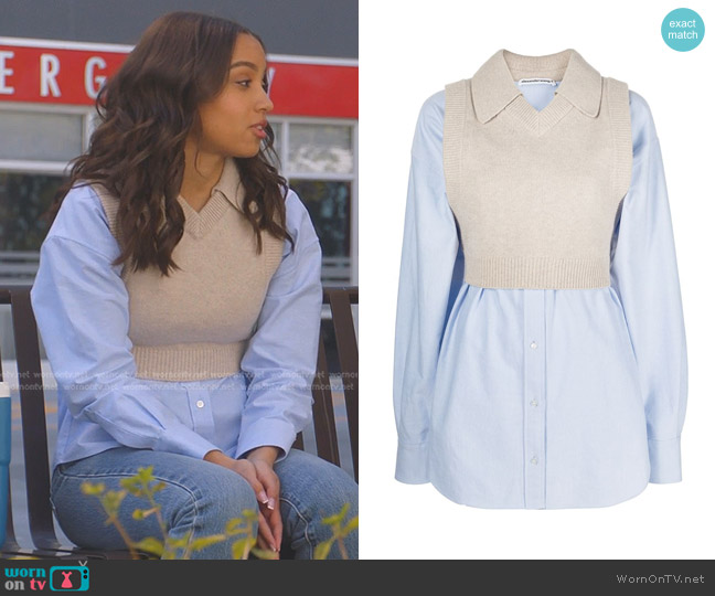 Alexander Wang Layered-Look Jumper Shirt worn by May Grant (Corinne Massiah) on 9-1-1