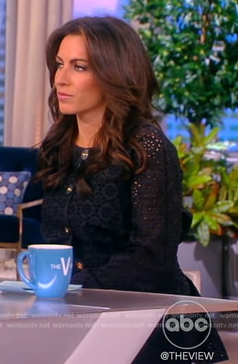 Alyssa’s black eyelet peplum jacket on The View