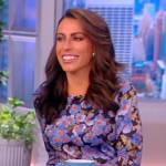 Alyssa’s blue floral mesh dress on The View