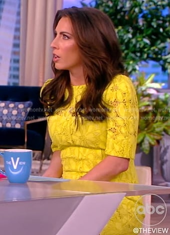 Alyssa’s yellow lace mini dress on The View