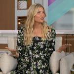 Amanda’s black floral square neck dress on The Talk