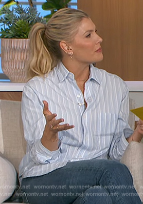 Amanda’s blue striped shirt on The Talk
