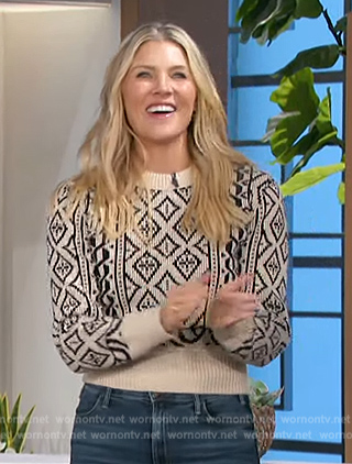 Amanda’s geometric knit sweater on The Talk