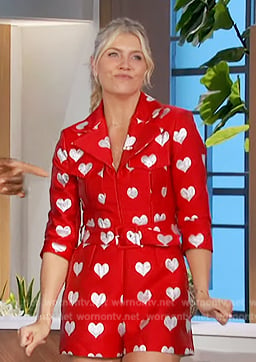 Amanda’s red heart print romper on The Talk