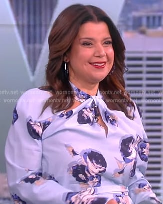 Ana’s blue floral twist neck dress on The View