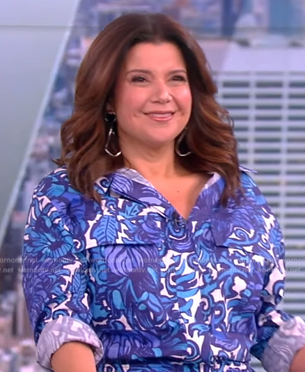 Ana’s blue floral print jumpsuit on The View