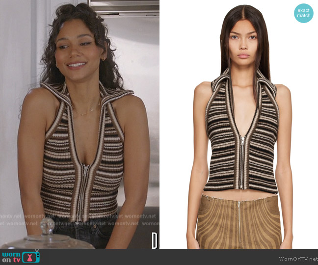 Anne Isabella Multicolor Striped Tank Top worn by Layla Keating (Greta Onieogou) on All American