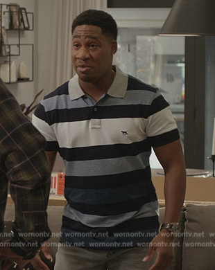 Anthony’s striped polo on Grand Crew
