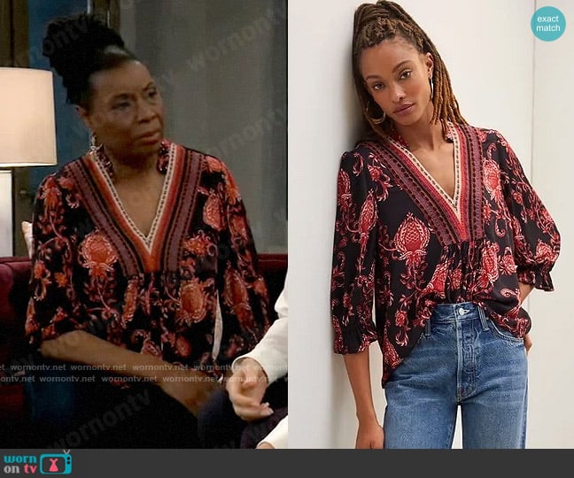Bl-nk Stephanie  Top worn by Phyllis Caulfield (Joyce Guy) on General Hospital