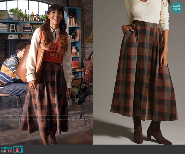 Mare Mare Full Plaid Skirt worn by Sam (Hannah Simone) on Not Dead Yet