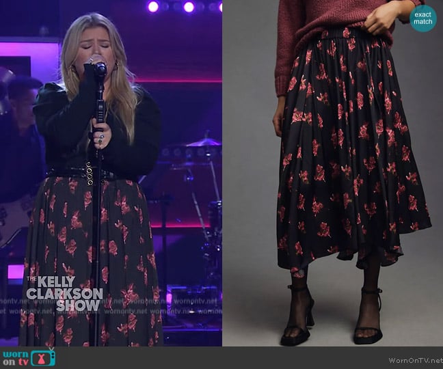 Anthropologie Sleek A-Line Skirt worn by Kelly Clarkson on The Kelly Clarkson Show