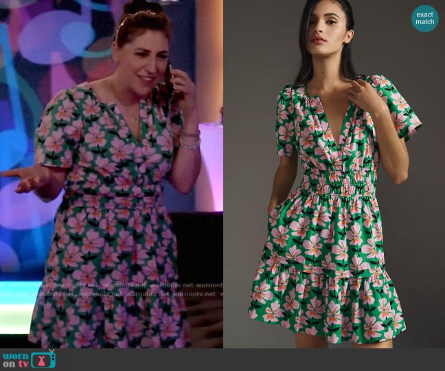 Anthropologie The Somerset Mini Dress in Kelly worn by Kat Silver (Mayim Bialik) on Call Me Kat