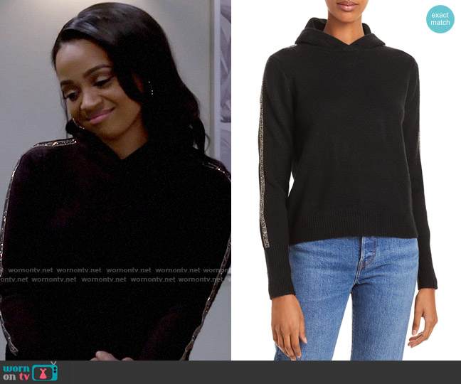 Aqua Embellished Fringe Hooded Sweatshirt worn by Randi (Kyla Pratt) on Call Me Kat
