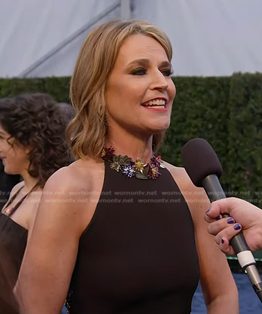 Savannah’s black floral embellished gown at The Oscars on Today