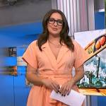 Savannah’s orange short sleeve wrap dress on NBC News Daily