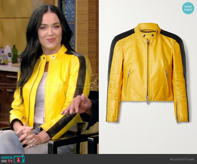 Balenciaga Shrunk Racer jacket worn by Katy Perry on Live with Kelly and Mark