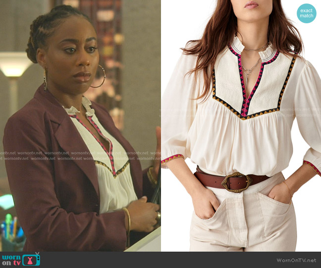 Ba&Sh Tracy Blouse worn by Malika Williams (Zuri Adele) on Good Trouble