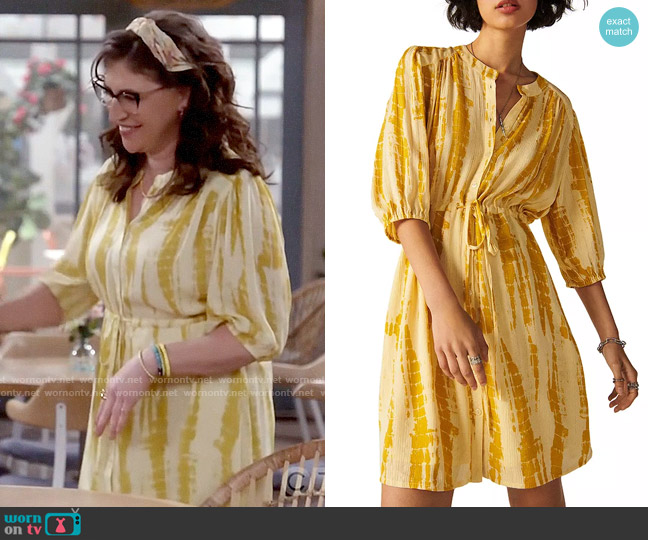 ba&sh Kenya Tie Dye Shirt Dress worn by Kat Silver (Mayim Bialik) on Call Me Kat