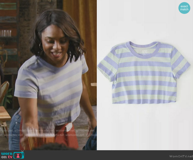 BDG Striped Best Friend Tee worn by (Alesha Renee) on Grand Crew