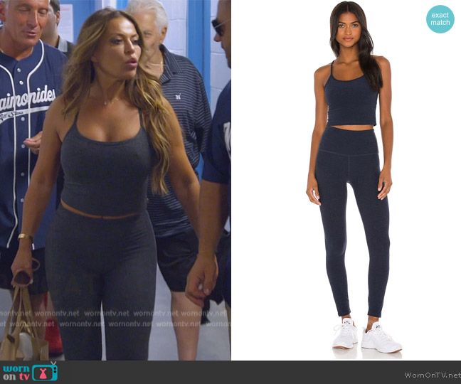 Beyond Yoga Spacedye Slim Racerback Cropped Tank worn by Dolores Catania on The Real Housewives of New Jersey