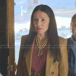Bianca’s camel double breasted leather blazer on Good Trouble