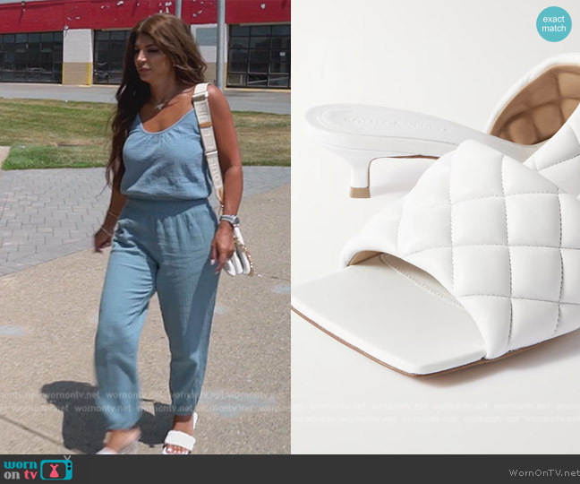 Bottega Veneta Padded Quilted leather Mules worn by Teresa Giudice on The Real Housewives of New Jersey