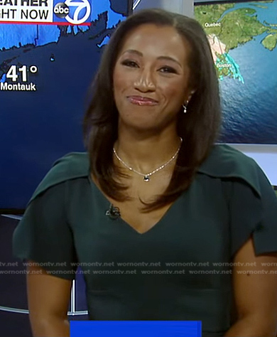 Brittany Bell’s green flutter sleeve dress on Good Morning America