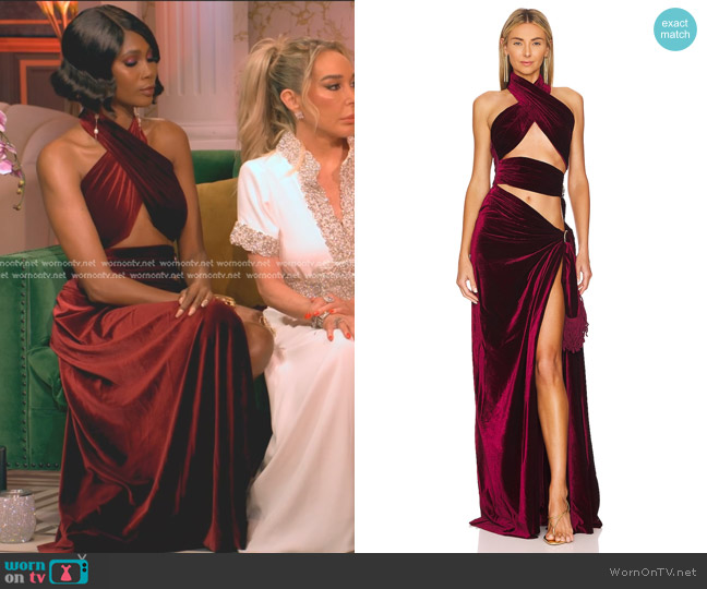Bronx and Banco Cleopatra Velvet Maxi Dress worn by Kiki Barth (Kiki Barth) on The Real Housewives of Miami